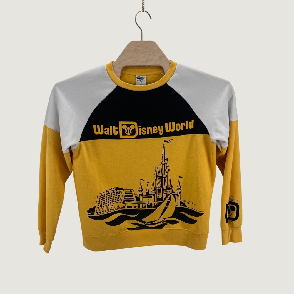 Disney Sweatshirt Mens Large Yellow Vault 50th Anniversary Castle 1679